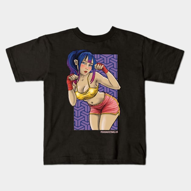 fighter girl Kids T-Shirt by Paskalamak